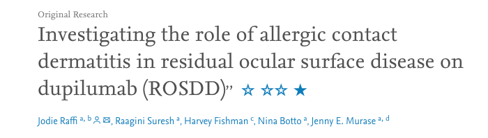 Investigating the role of allergic contact dermatitis in residual ocular surface disease on dupilumab (ROSDD)