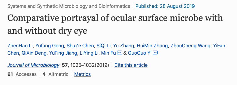 Comparative portrayal of ocular surface microbe with and without dry eye